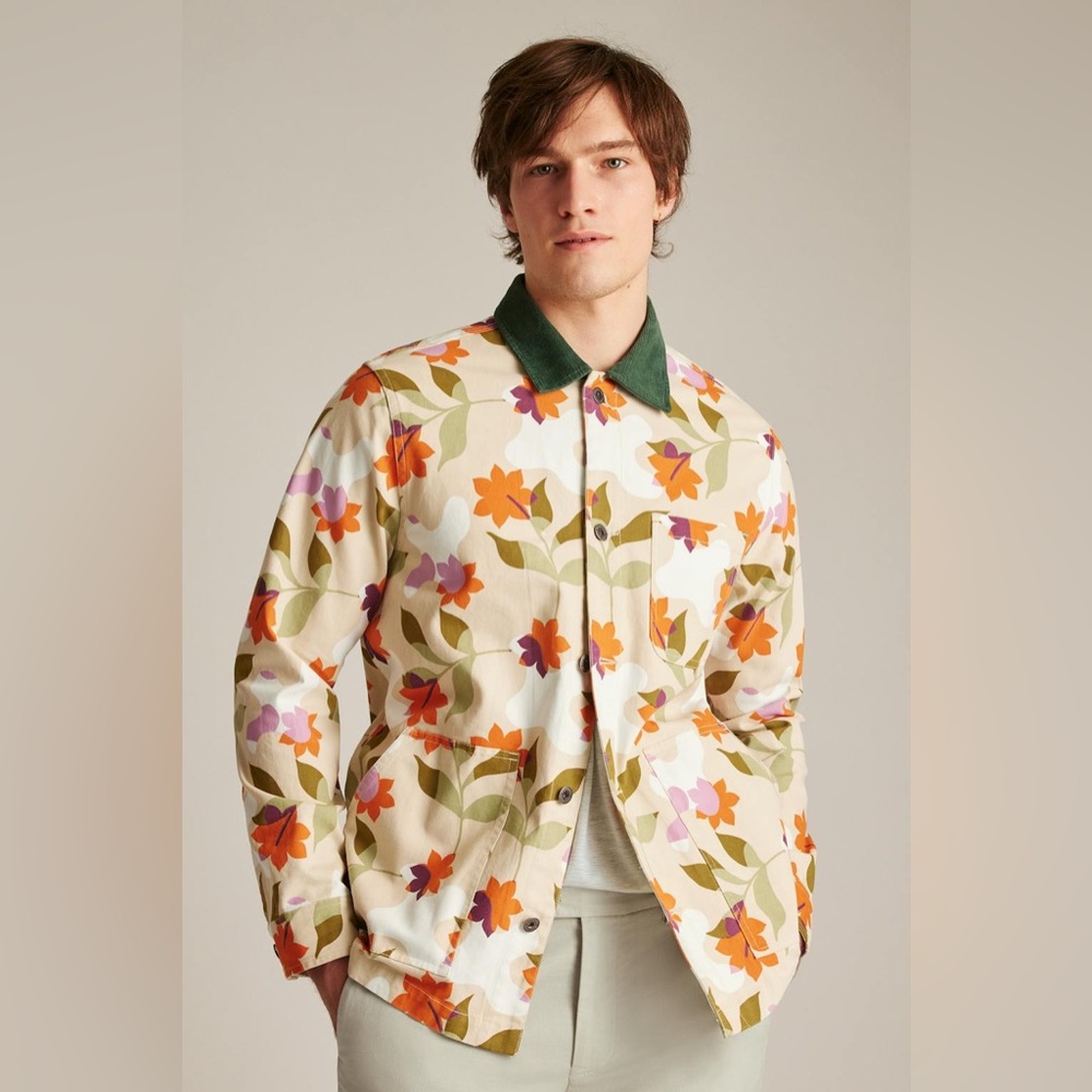 SOLD — Bonobos Stretch Canvas Chore Shacket Men L Corduroy Collar Floral Spring